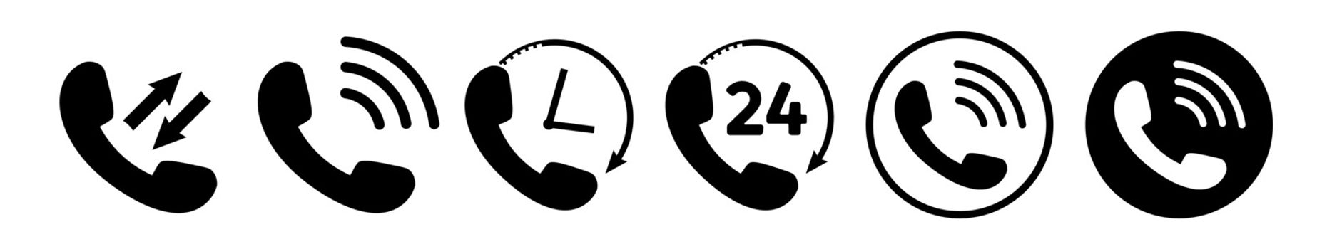 Phone Icon set. Black phone symbols