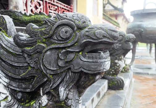 Dragon-shaped handrail in Hue Imperial Palace