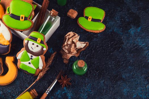 Cookies for Patrick's day on dark background