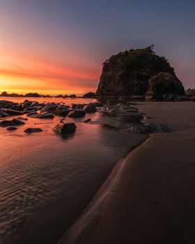 Sunset at a Rocky Pacific Northwest Beach