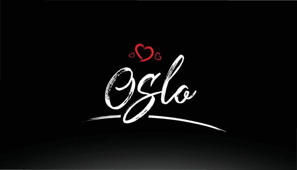 oslo city hand written text with red heart logo