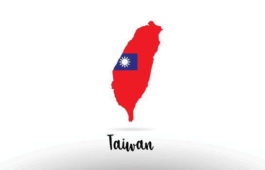 Taiwan country flag inside map contour design icon logo