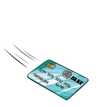 Bank card flies, isolate on white background