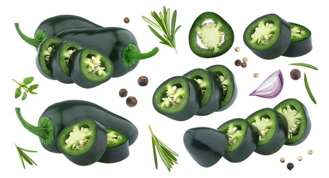 Jalapeno pepper isolated on white background with clipping path
