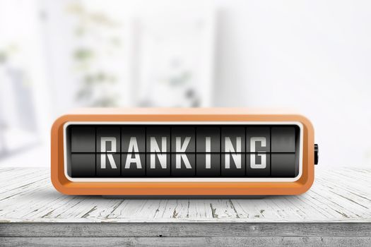 Ranking sign on a wooden table with planks