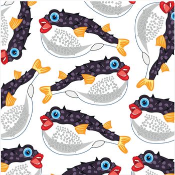 Vector illustration of the decorative fish pattern fugue