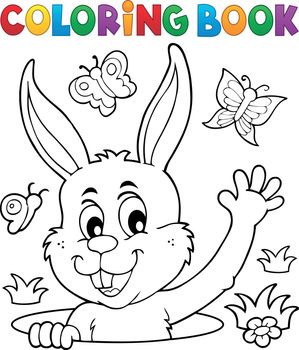 Coloring book lurking Easter bunny