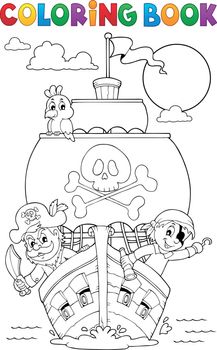 Coloring book vessel with pirates