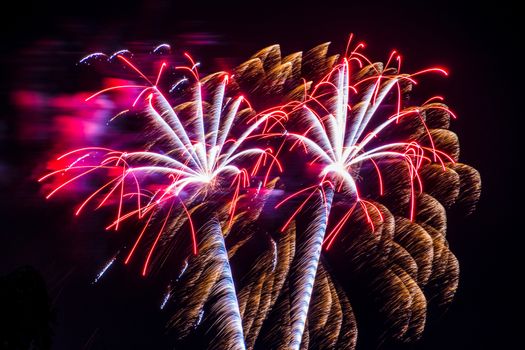 Firework fireworks celebration pair of red gold white_