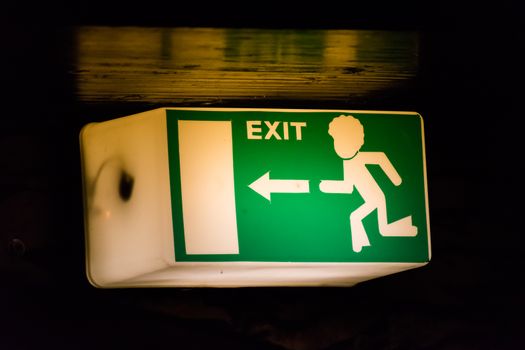 Emergency exit sign in 70s 80s style