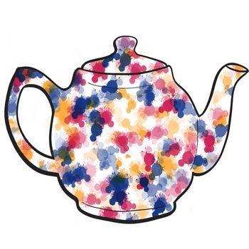 Whimsical coloured teapot