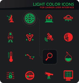 Faculty of astronomy icons set
