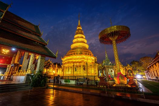 Wat Phra That Hariphunchai temple in Lamphun, Thailand.