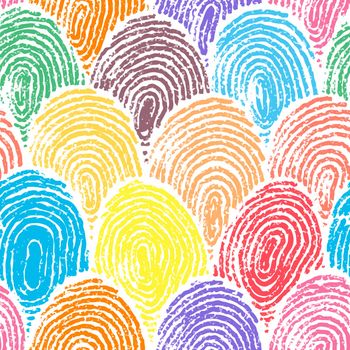 Colorful doodle fingerprint drawing seamless background.
