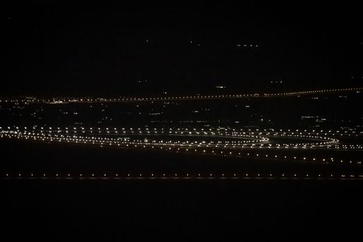 Illuminated Highway close to Dubai in the VAE in dark night