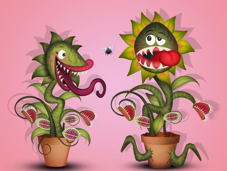 illustration of carnivorous plants