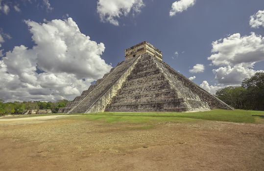 View of three quarters of the Pyramid of Chichen Itza #4