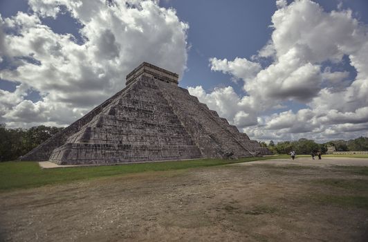 View of three quarters of the Pyramid of Chichen Itza #7