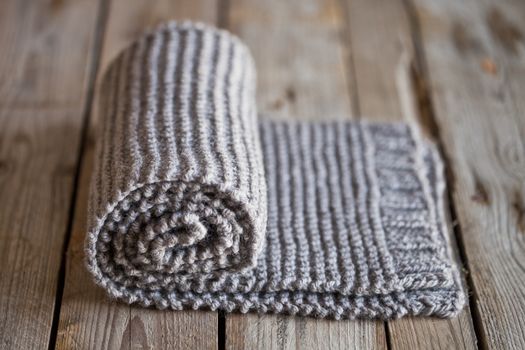 Hand knitted beige scarf