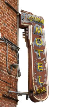 Isolated Metal Motel Sign