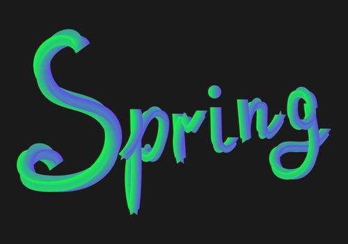 Spring letter 3d colorful gradient blend typeface.