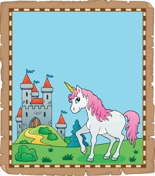 Fairy tale unicorn topic parchment 1 - eps10 vector illustration.