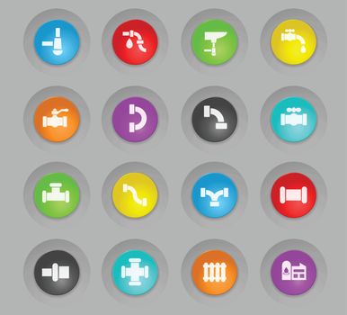 duct colored plastic round buttons icon set