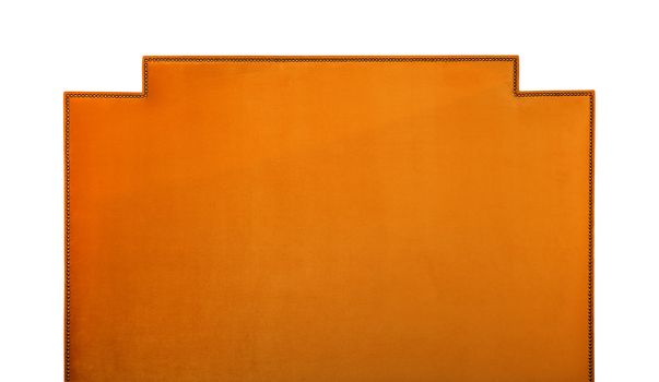 Orange soft velvet bed headboard isolated on white