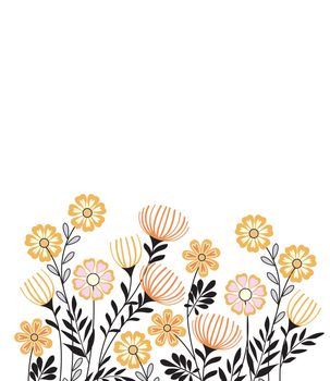 Vector illustration of a flowers with leaves. Floral background. Greeting cards