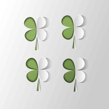 St Patrick s Day Vector background with Clover. Lucky spring symbol. Trendy paper cut style. Cut-out from paper Shamrock shape