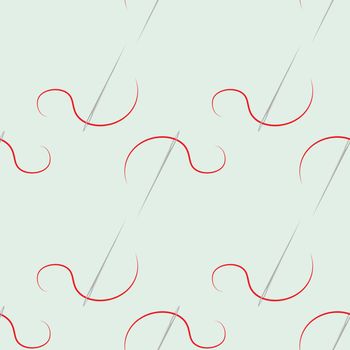 abstract needle with red thread a seamless pattern