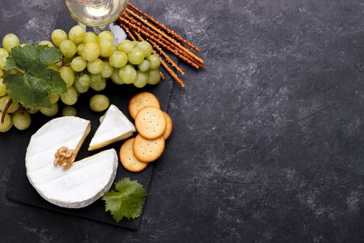 Slate board with cheese brie