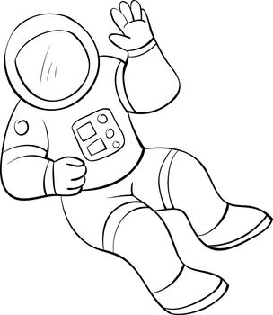 A children coloring book,page a cartoon cosmonaut  image for rel
