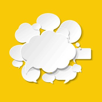 Speech Bubbles Icons Yellow Background With Gradient Mesh, Vector Illustration
