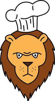 Cute vector illustration of a chef cook lion in cartoon style