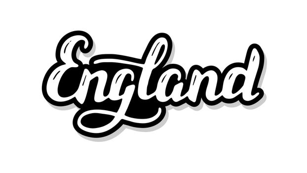 England calligraphy template text for your design illustration concept. Handwritten lettering title vector words on white isolated 