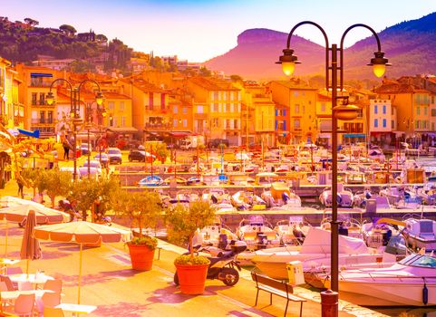 Beautiful landscape with Chateau de Cassis castle on top of hill in Cassis, France