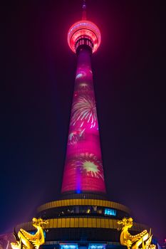 The Central Radio and Television Tower at night