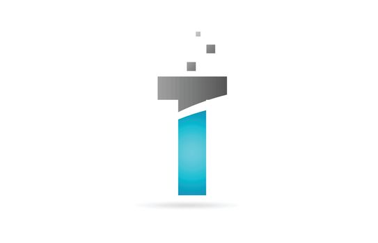blue grey alphabet letter T for logo icon design