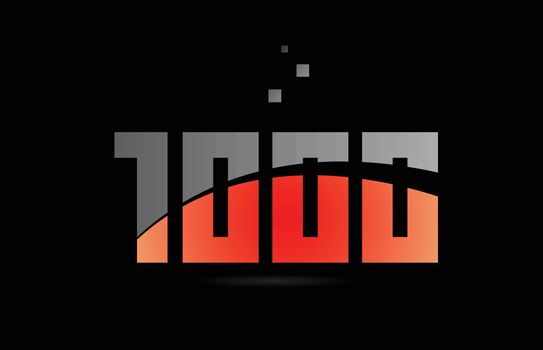 orange grey on black background number 1000 for logo icon design