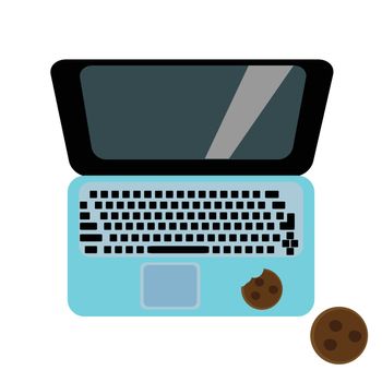 Laptop and coffee on a color background