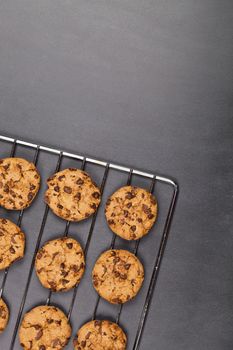 Baking grid with chokolate cookies