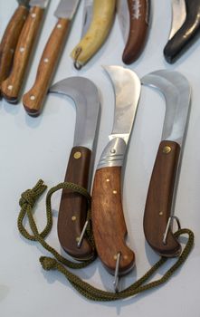 Steel knife  set in display 