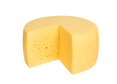 Head of Russian cheese isolated on white background with clipping path