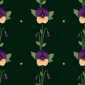 Vector illustration. Seamless pattern with colored pansies