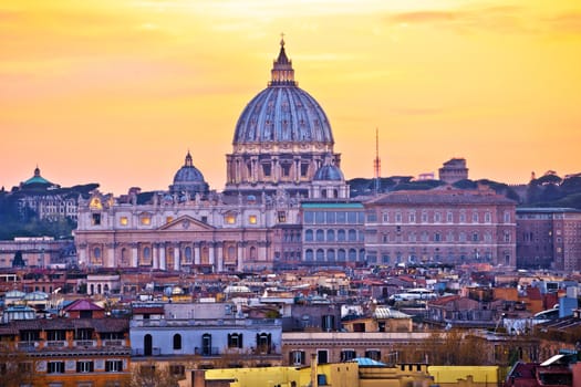 The Papal Basilica of Saint Peter in Vatican sunset view