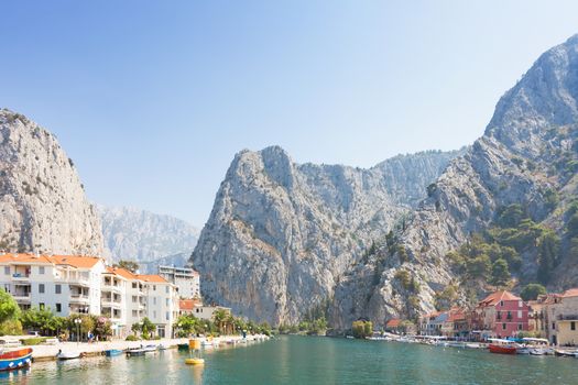 Omis, Croatia - The Cetina river of Omis leading to the back cou