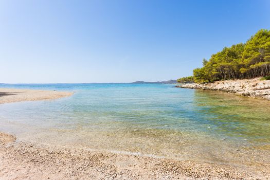 Pine beach, Pakostane, Croatia - Calm scenery at the natural bea