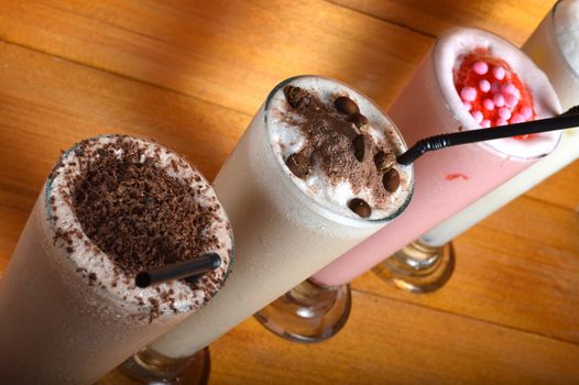 three types of milkshake drink