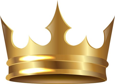 Golden Crown Isolated White Background With Gradient Mesh, Vector Illustration